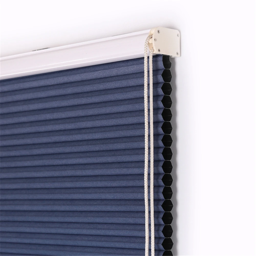 Full Blackout Select Double Cell Cord Chain Control Accordion Pleated Blinds Blue