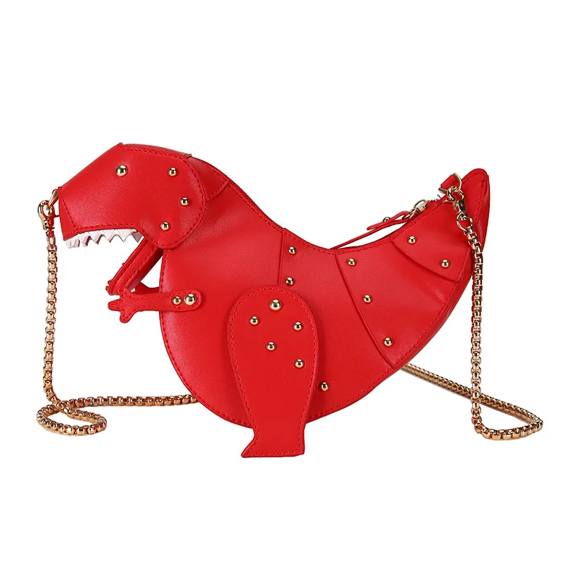 

Fashion design cute dinosaur animal shape rivets woman chain bags ladeis shoulder crossbody handbags for girls, 5 colors