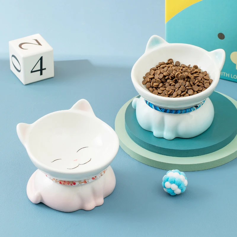 

Saiji dropshipping elevated dog food bowl large ceramic with non-slip sticker base