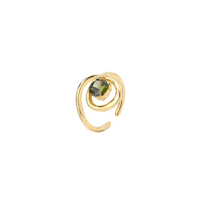 

18K Gold Plating Irregular Line Cross Winding Rings Trendy S925 Sterling Silver CZ Diamond Geometric Opening Ring For Women Gift