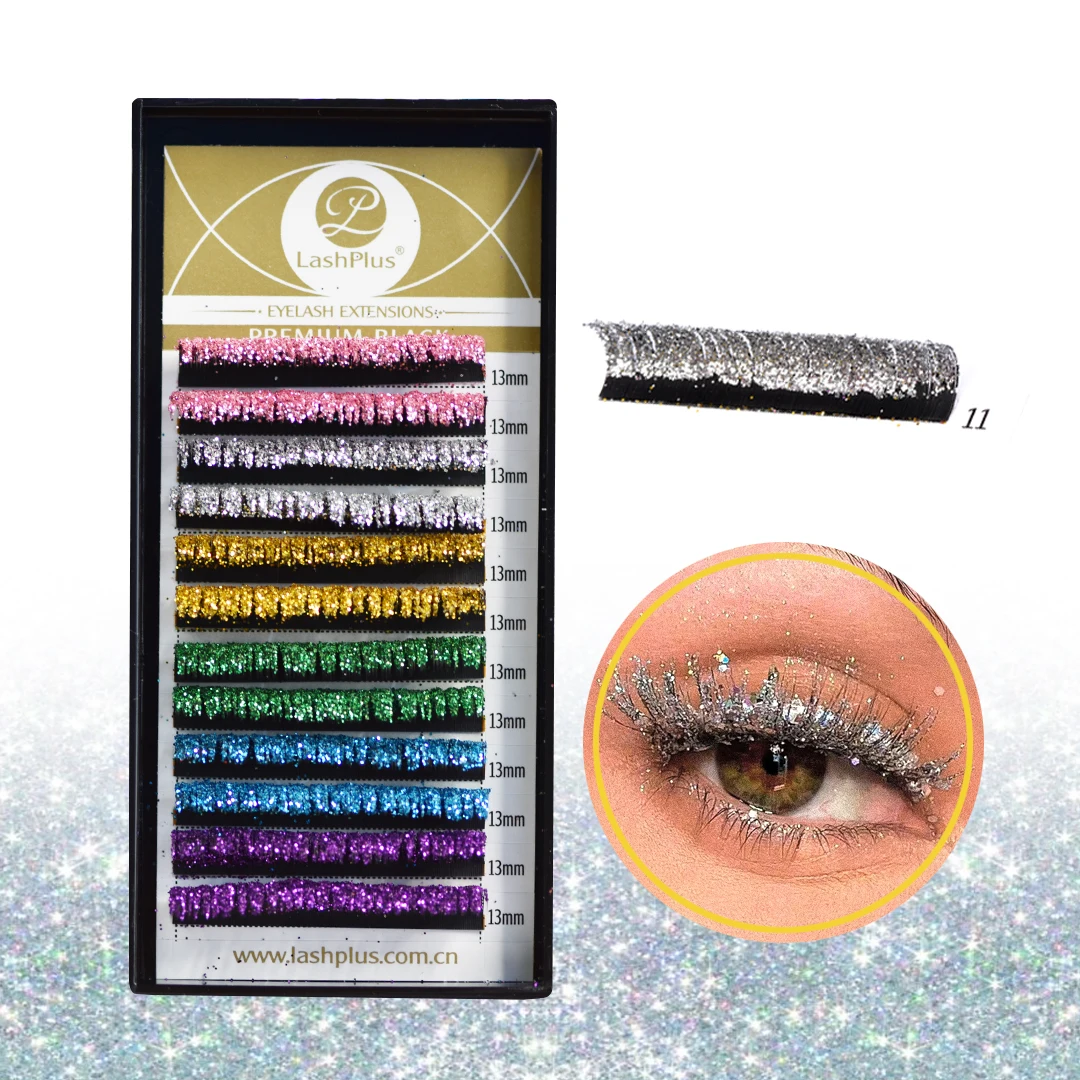 

LashPlus individual glitter clear lash extension tray colored eyelash extensiones pesta as pelo a pelo, White,grey,blue,pink,gold,green,yellow