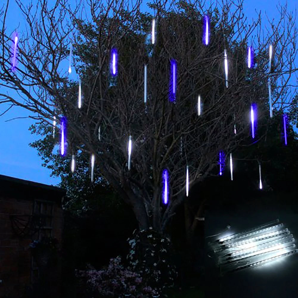 

LED Meteor Shower Rain Lights Snow Falling Drop Icicle Lights 8 Tubes 240leds Waterproof Cascading Light for Holiday Home Party