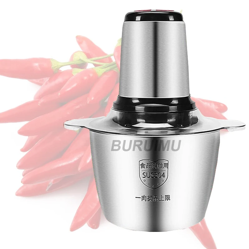 

Stainless Steel Meat Grinder Automatic High Power Minced Meat Mixer Pepper Vegetable Shredder