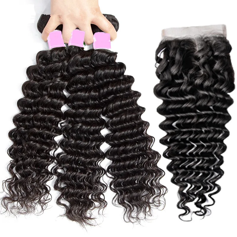 

High quality 100% Human hair deep Wavy Hair 4 Bundles