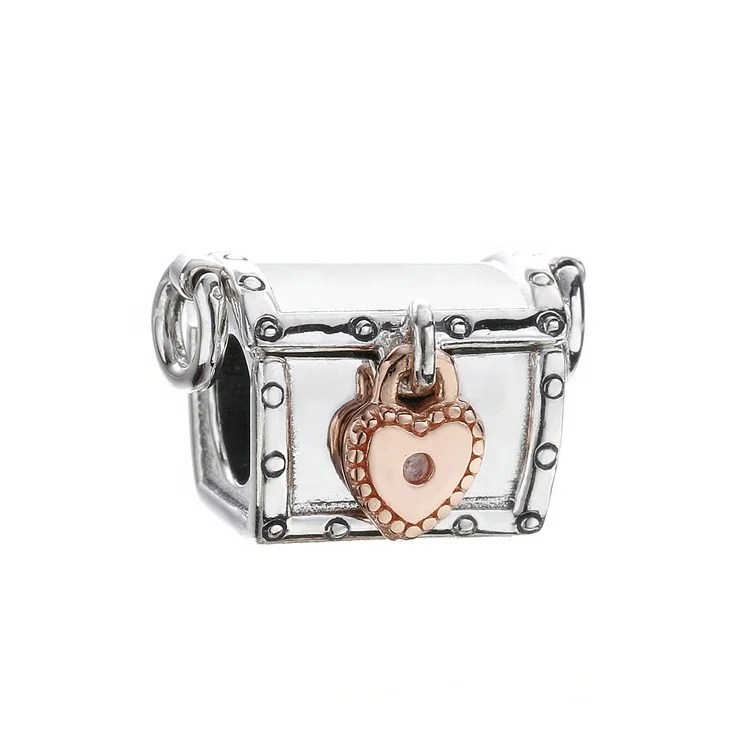 

Special design heart locket charm Rose gold box charms 925 sterling silver
