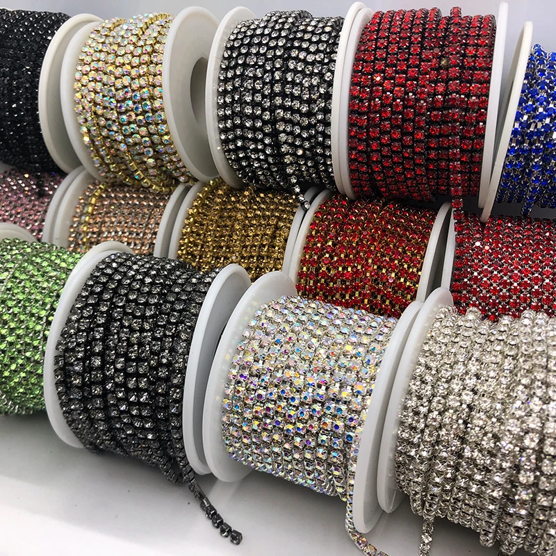 

Close Cup Crystal Rhinestones Chain Sew on Trimming Rhinestone Cup Chains for Garment Jewelry Decoration DIY Accessories