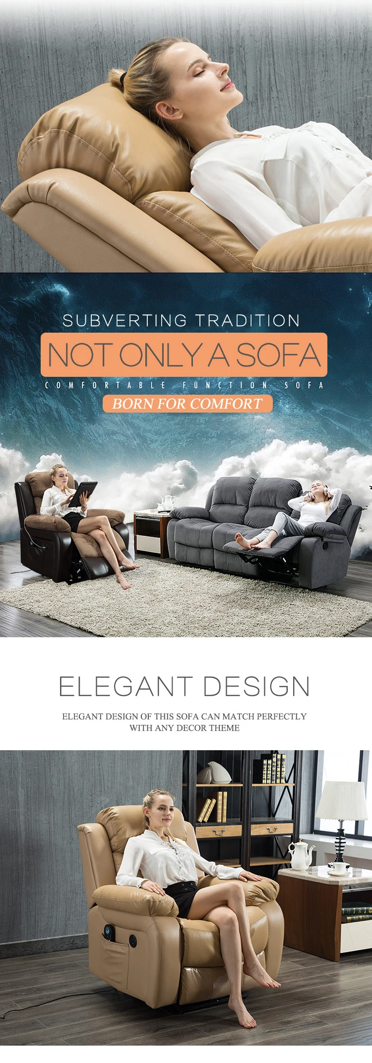 fabric recliner sofa