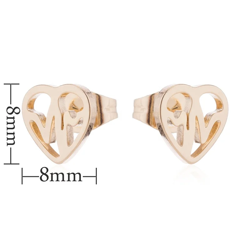 

Wholesale custom stainless steel dainty pierced heart stud earrings for women and girls For Women Party Gift