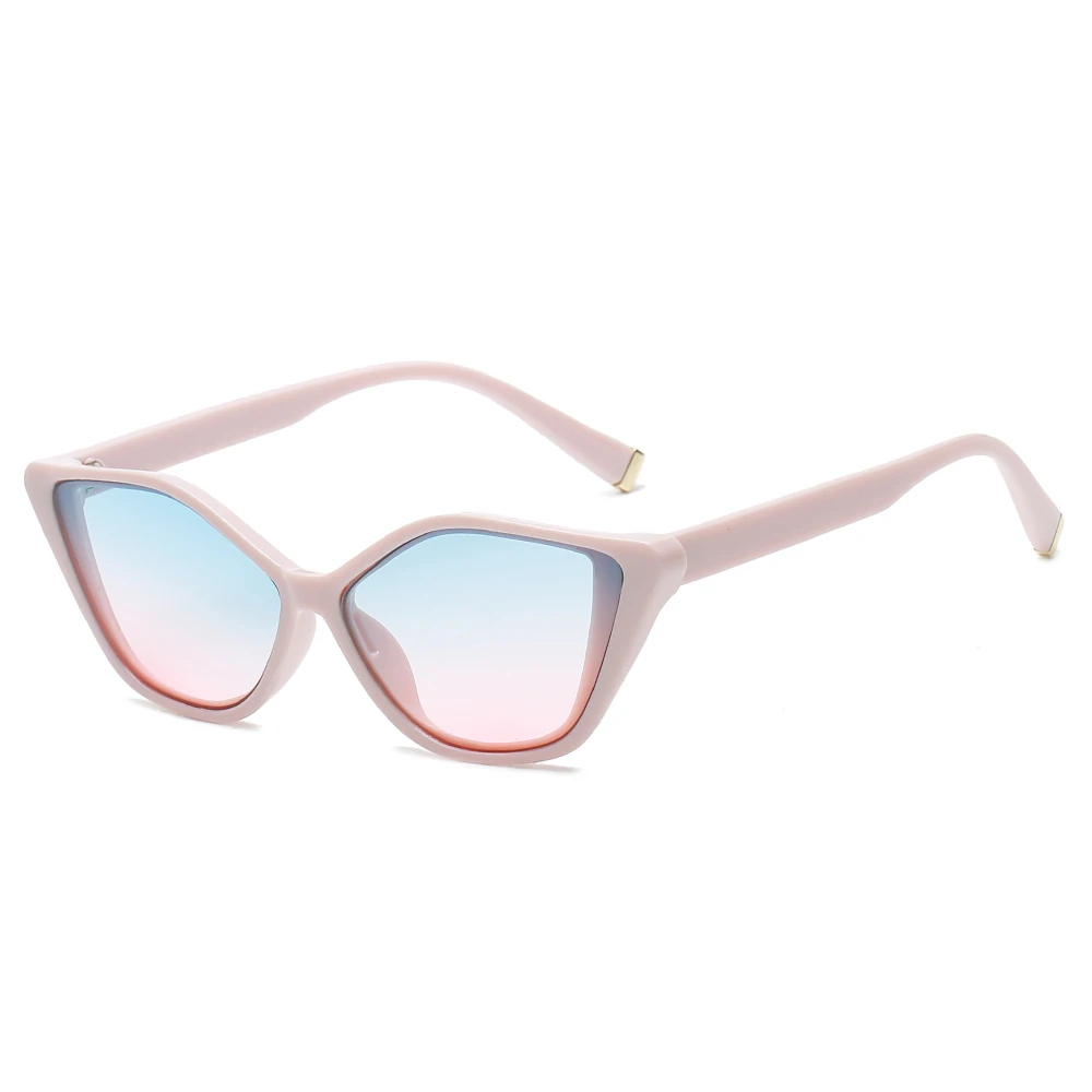 

2021 New Arrivals Cat Eye Sunglasses Shades Mirror Flat Top Square Sunglasses Plastic UV 400 Custom Logo Women Age Sun Glasses, 7 colors