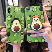 

Hot selling Green Avocado Fruit phone case For apple iphone 6s 7 8 6p 7p 8p 3d imd mobile cover with pop socket