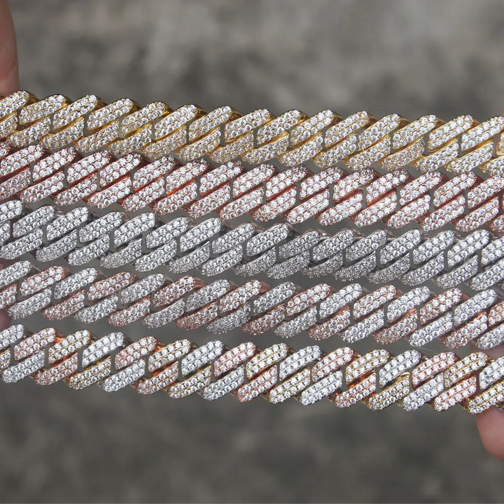 

12mm White Gold Diamond pointed link, Yellow/whit/rose gold