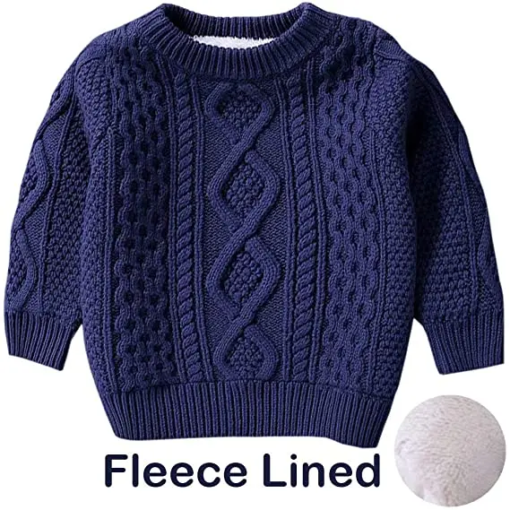 

Kids Clothing Wholesale warm winter cotton knit fleece lined Pullover Toddler Baby pullover sweater kids