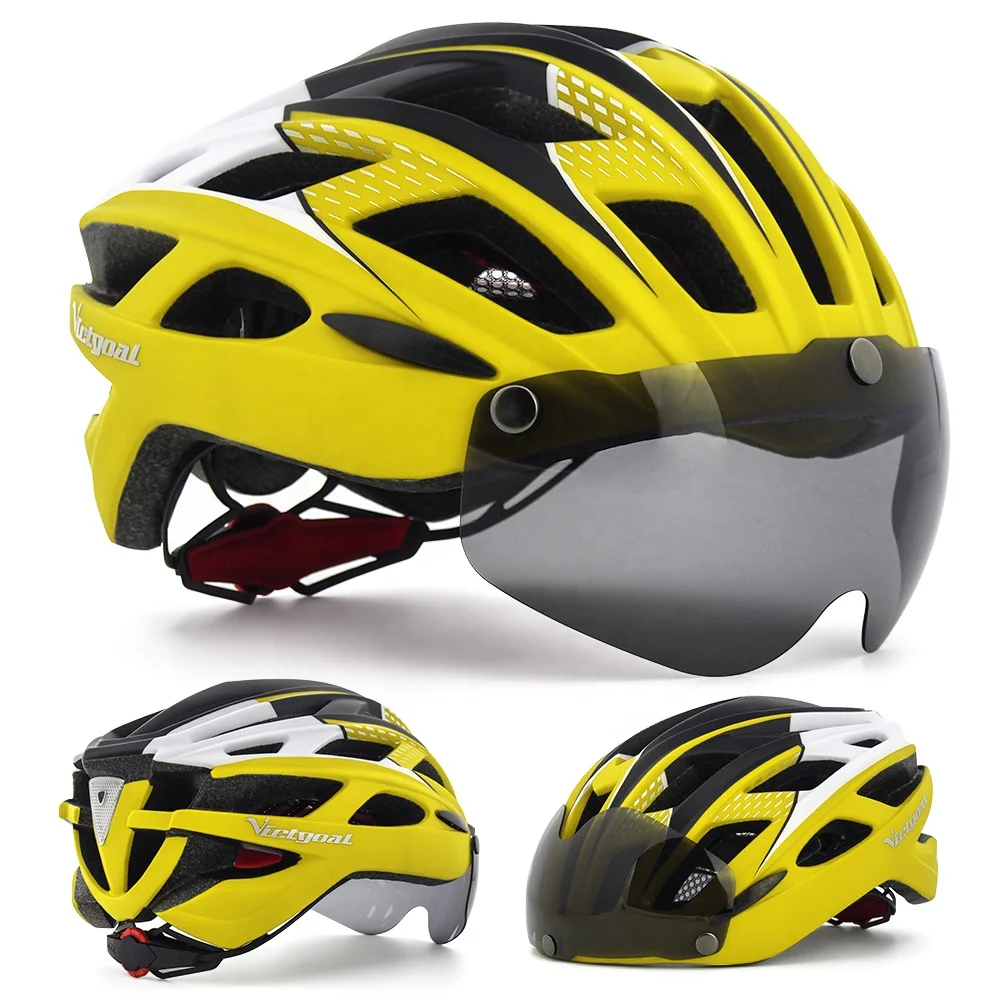 

VICTGOAL OEM ODM air bag cycling bici ciclismo double visors bike helmet with visor ridding professional adjuster glasses helmet, Customizable colors