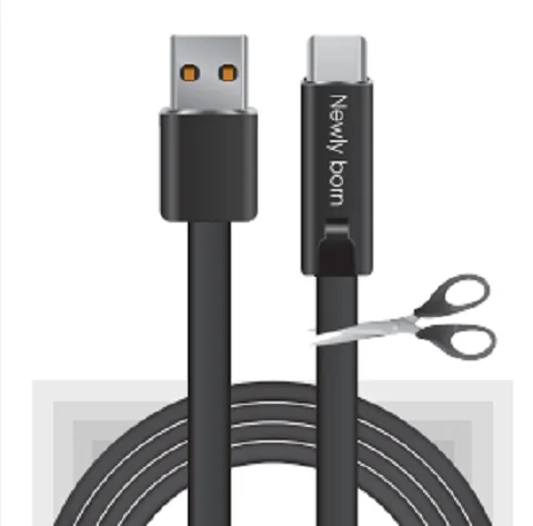 

Cable USB Ajustable USB Recorte Reutilizable Cable Renewable Phone Charging Cable for iPhone Type C Mobile Phone, Black,red,blue