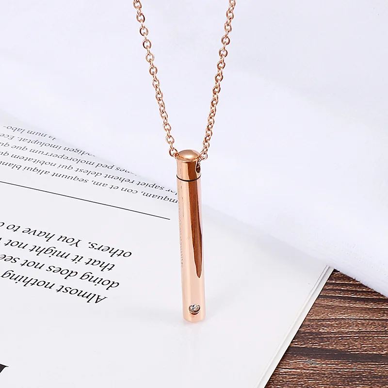 

Men Women Memorial Keepsake Jewelry Cubic Zirconia Cremation Ash Urn Necklace CZ Stainless Steel Perfume Bottle Pendant Necklace