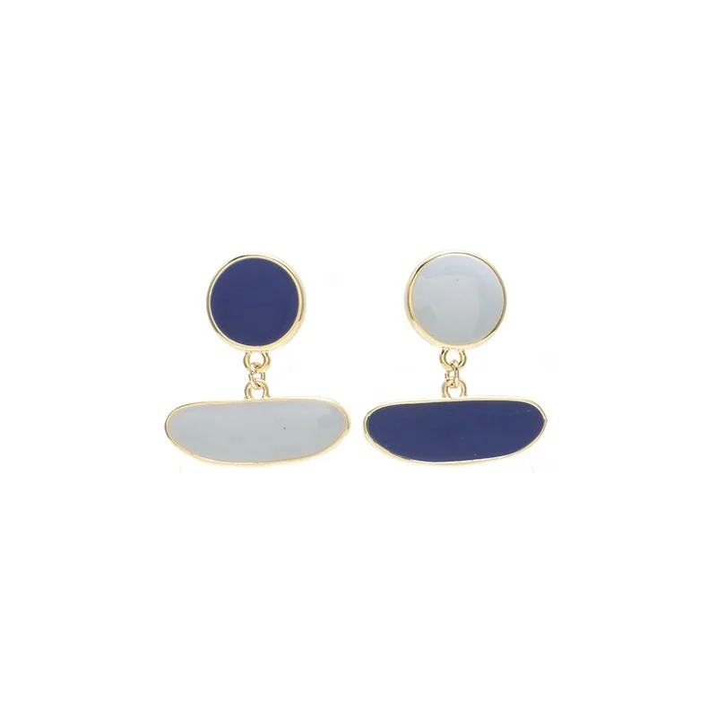 

New Simple Contrast Color Enamel Drop Glaze Geometric Oval Irregular Polygon Square Long Drop Earrings for Women Girl