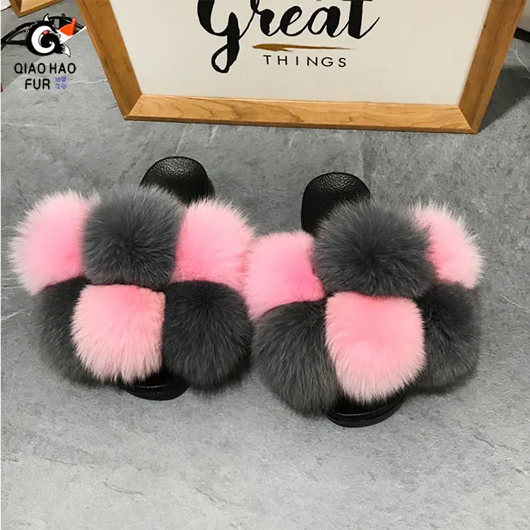 

Genuine High Quality Support To Customize A Variety Of Colors Comfortable 100% Real Fur Fur Slippers Women Kids Slippers Fur Big