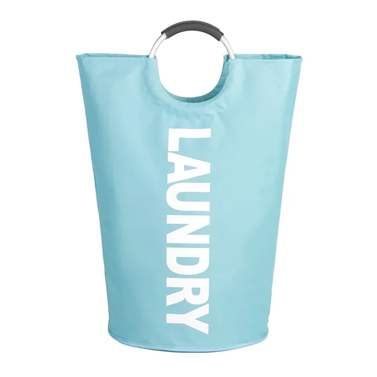 

Collapsible Oxford Laundry Bag Tote Large Laundry Bin Clothes Storage for Heavy-duty Use with Alloy Handles, Blue