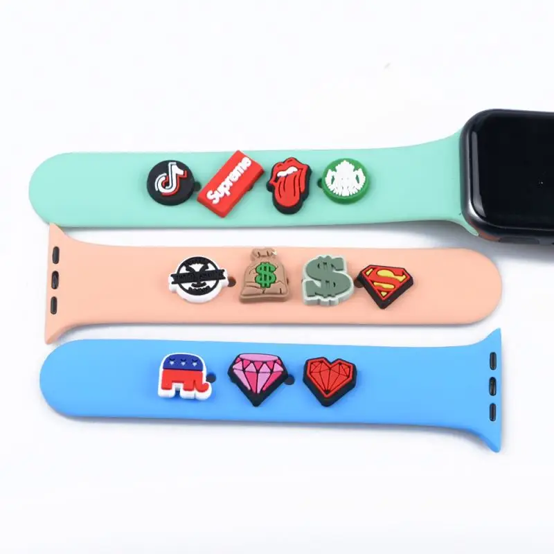 

Silicone Watch Strap Band Ornament accessories Decorative Studs Watch Parts for Apple Watch Band charms Accessories, Optional