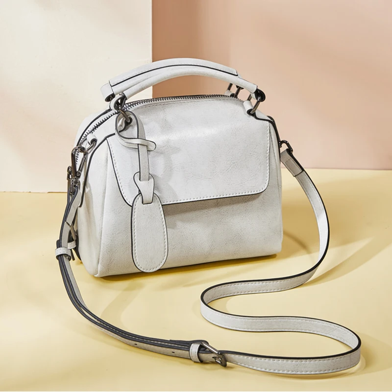 

Cowhide Leather bag for ladies shoulder bag cross-body bag handbag female, White
