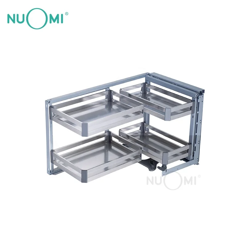 
NUOMI Hot Sale Cabinet Pull out Basket revolving saucer Magic Corner Kitchen storage 