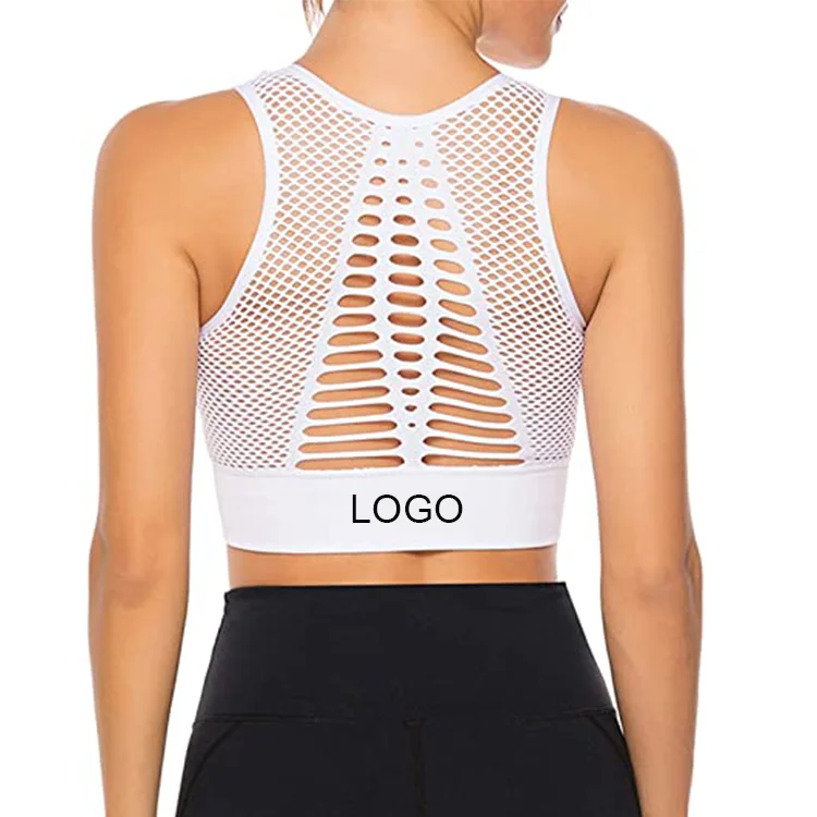 

2021 Summer New Breathable Mesh Sports Underwear Women's Shockproof Vest Gathering Fitness Bra Running Yoga, Customized colors