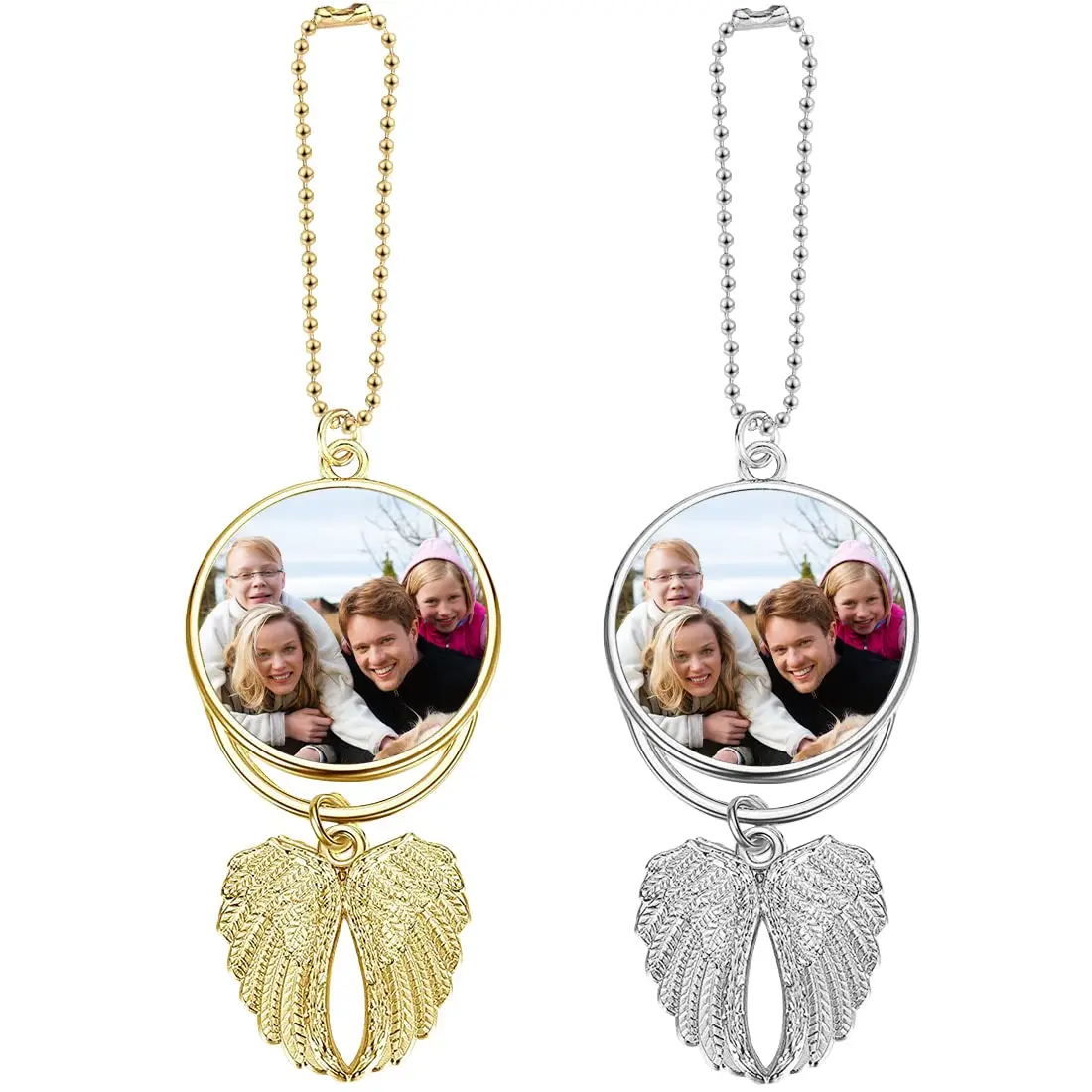 

Diy Custom Photo Printable Metal Memorial Sublimation Angel Wings Car Hanger Ornament