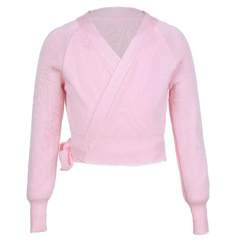 

iEFiEL Kids Girls Cotton Long Sleeve Wrap Knit Top Cardigan Sweater Tops Gymnastics Ballet Dance Costumes