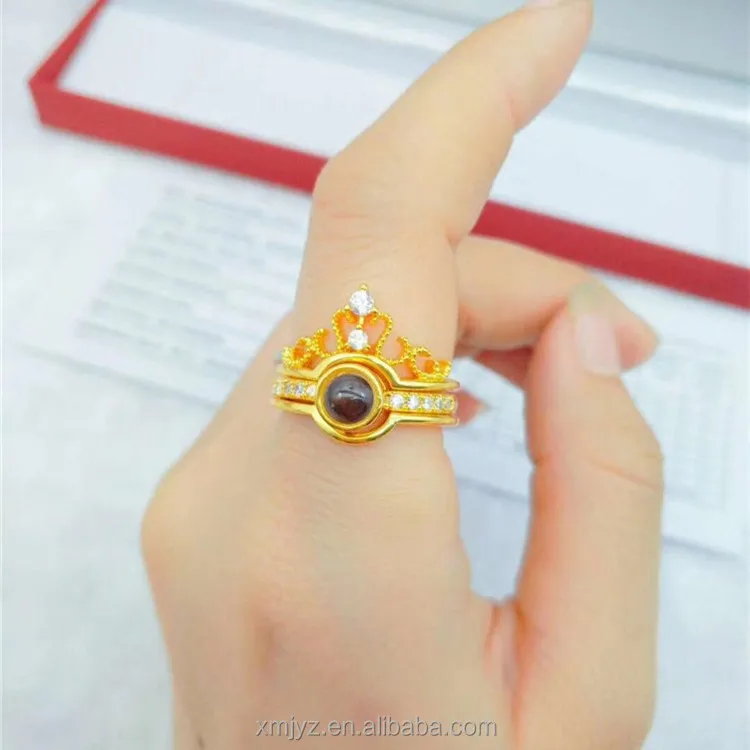 

Vietnam Placer Gold Jewelry Brass Gold-Plated Accessories Gemstone Crown Ring Women's Jewelry Accessories Factory Wholesale