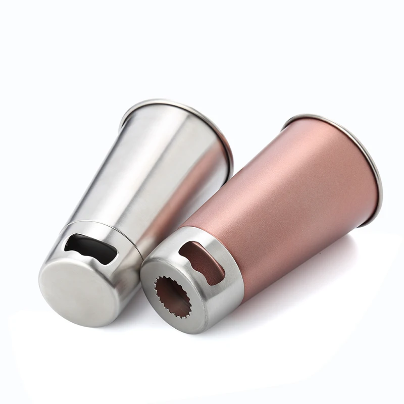 

500ml Special Function Travel Cup Stainless Steel Single Wall Reusable Beer Mug with Beer Opener Bottle Opener for Outdoor
