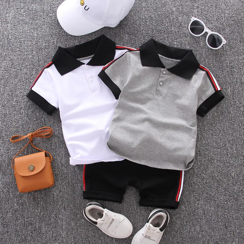 

Baby Boys Clothing Set Summer Tops Shorts Cotton Children Kids Sport Suit Toddler Boys Formal Clothes Sets, As pic
