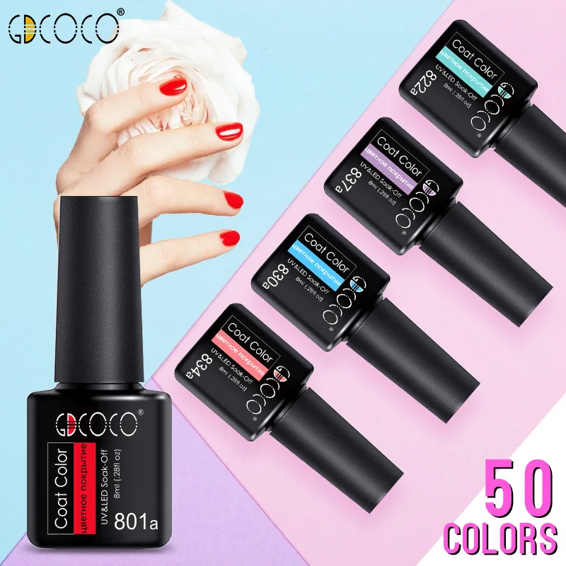 

CANNI factory uv gel nails enamel gdcoco 8ml 50 color soak off nail uv gel polish led gel wholesale nail polish varnish nails, 50 colors