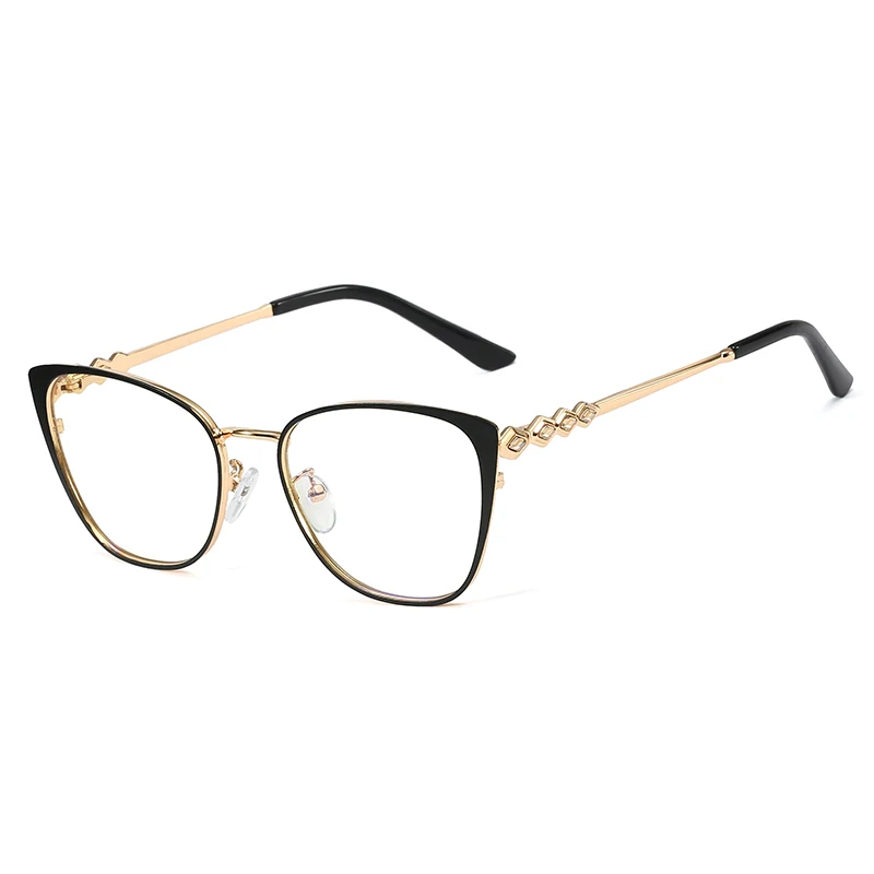 

MS 95667 New Design High Quality Eyeglasses Frames Blue Light Blocking Glasses Diamond Temples Optical Frames Custom Logo