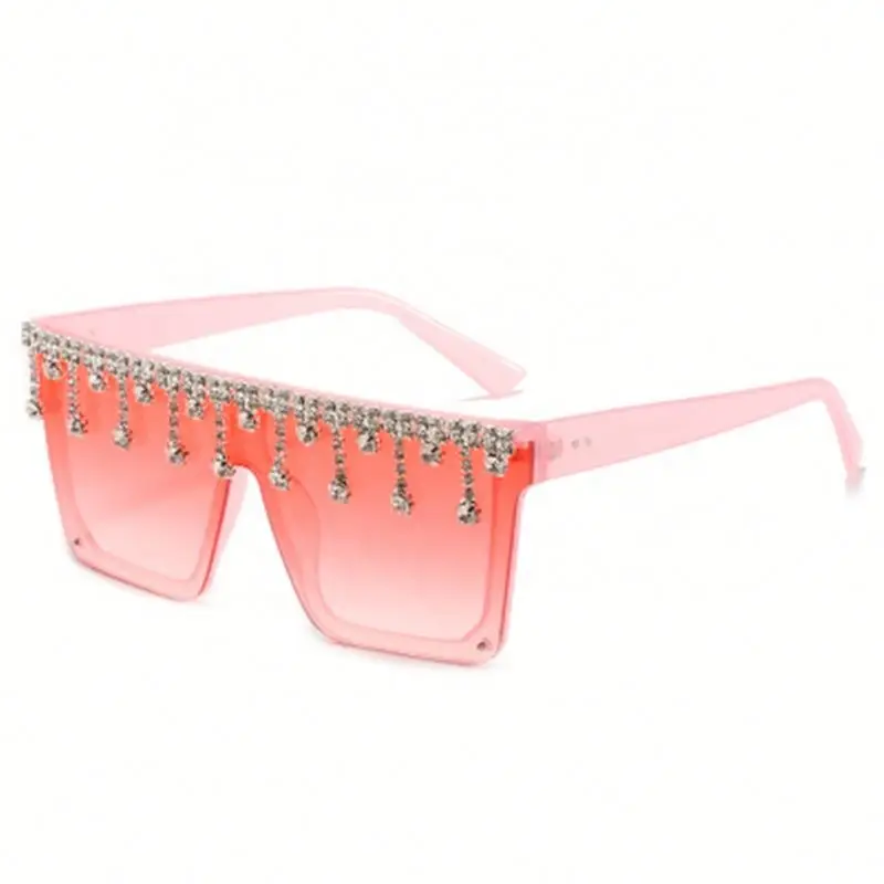 

Jhsport Oversized Square Flat Top Sunglasses White Crystal Drip Shades Feast Eyewear, 6 colors