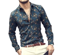 

2019 Autumn Hot Sale Mens Casual Wear New Style Fashion Flower Printed Youth Popular Regular Man Shirt