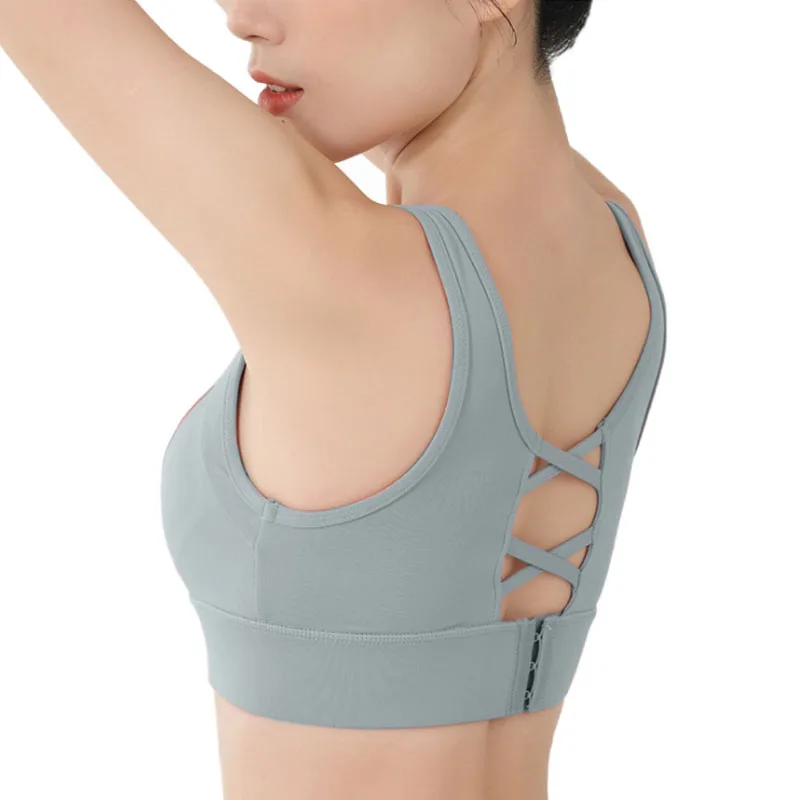 

No wire comfortable nylon spandex fitness wear sports running gym sportswear womens yoga bra