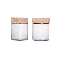 

380ml 12oz food grade hexagonal glass honey jar for storage with wooden lid