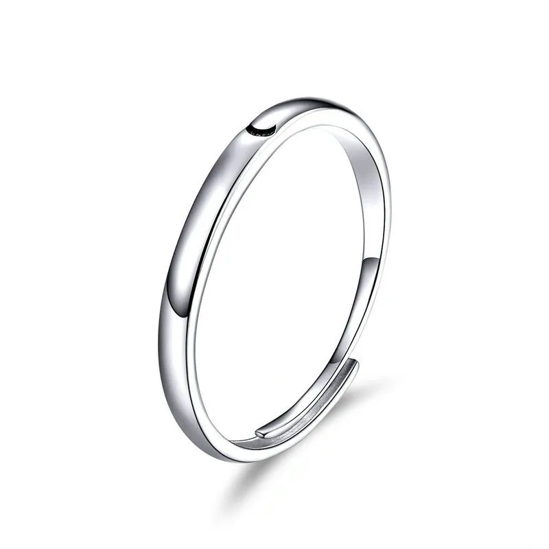 

Elegant Fashion S925 Silver Simple heart shape Zircon Resizable Ring For Couples
