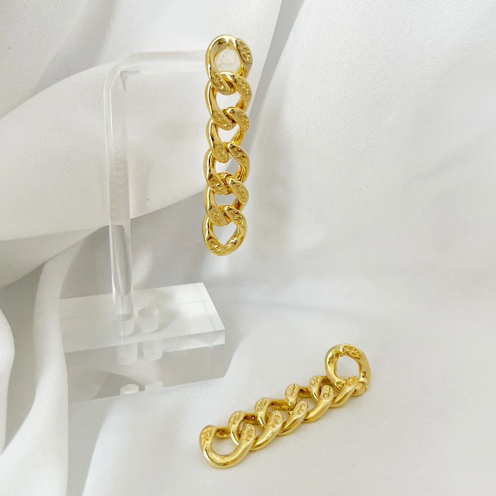 

European Popular 18K Gold Plated Cuban Chain Drop Earrings Statement Miami Cuban Cross Chain Earrings