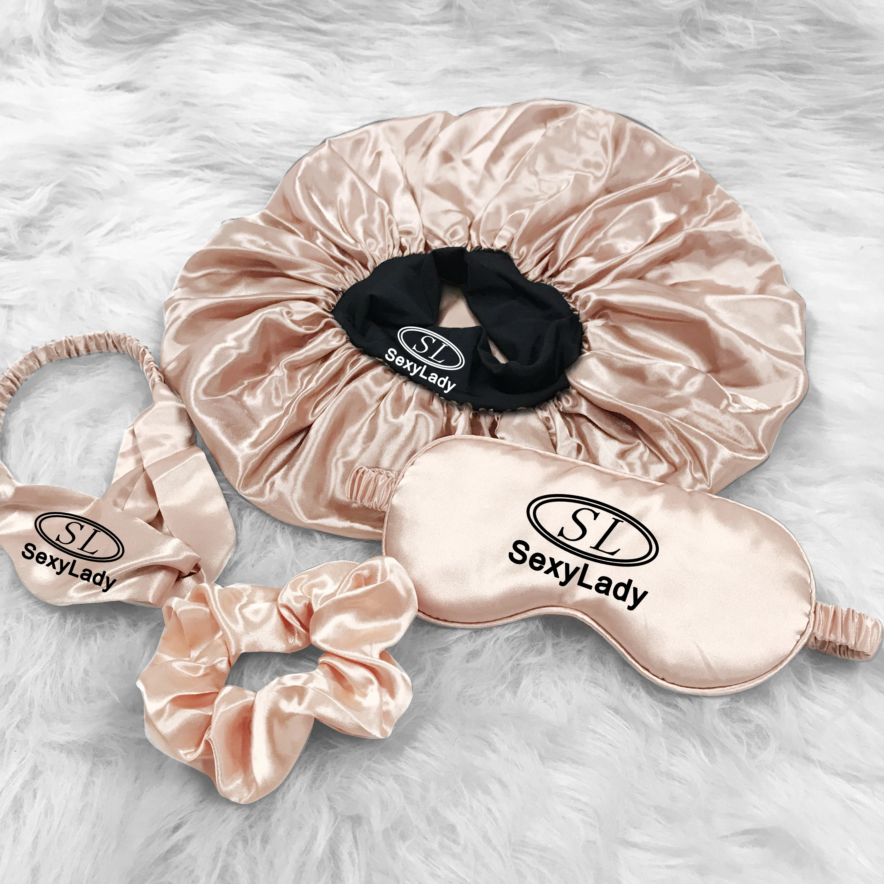 

free logo custom silk bonnets and edge wraps that you can tie elastic lace band eyemask