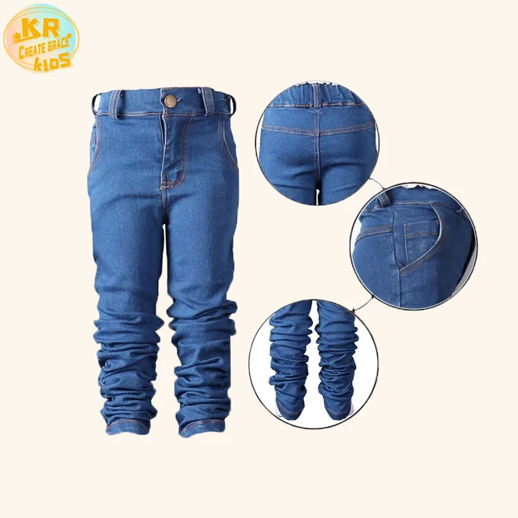 

Hot Selling Designer Jogger Denim Stacked Pants Kids Jeans Pants For Girl