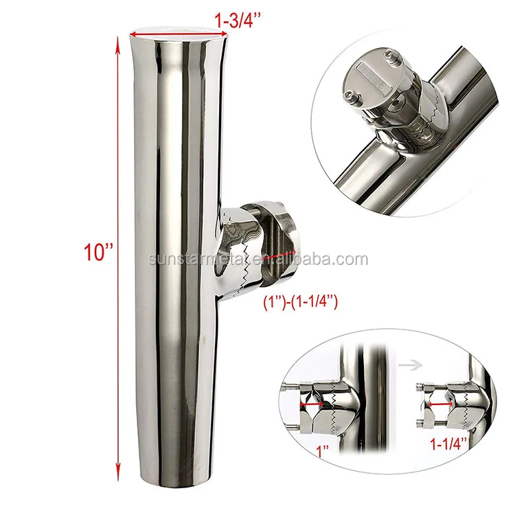6pcs Stainless Steel Tournament Clamp on Fishing Rod Holder for Rail 1-1/4"to 2" 