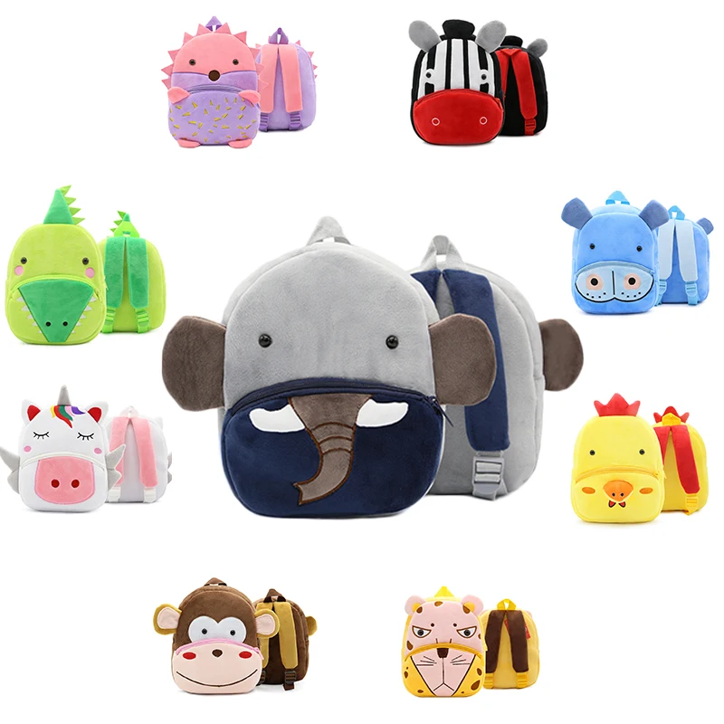

New Design Cartoon Plush Animal Kids School Bag Girls Boys Zoo Animal Plush Backpack Toy For Kids