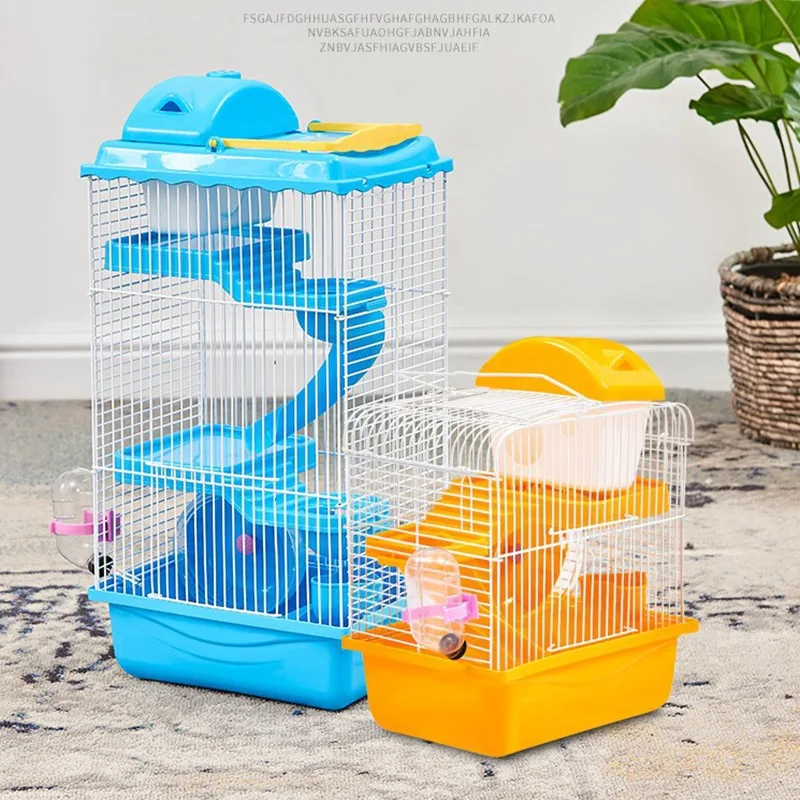 

3 Layers Luxury Small Animal Cage Wheel Running Travel Cage Pet Hamster Cage Castle, Solid