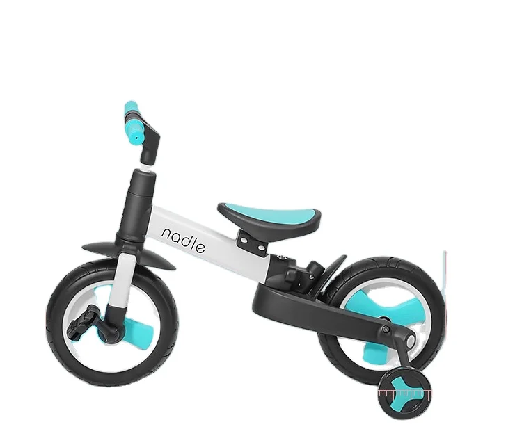 

Newest multi-function kids bike Baby Stroller Pedal Tricycle Two Wheel Balance Car Trolley In stock, Blue