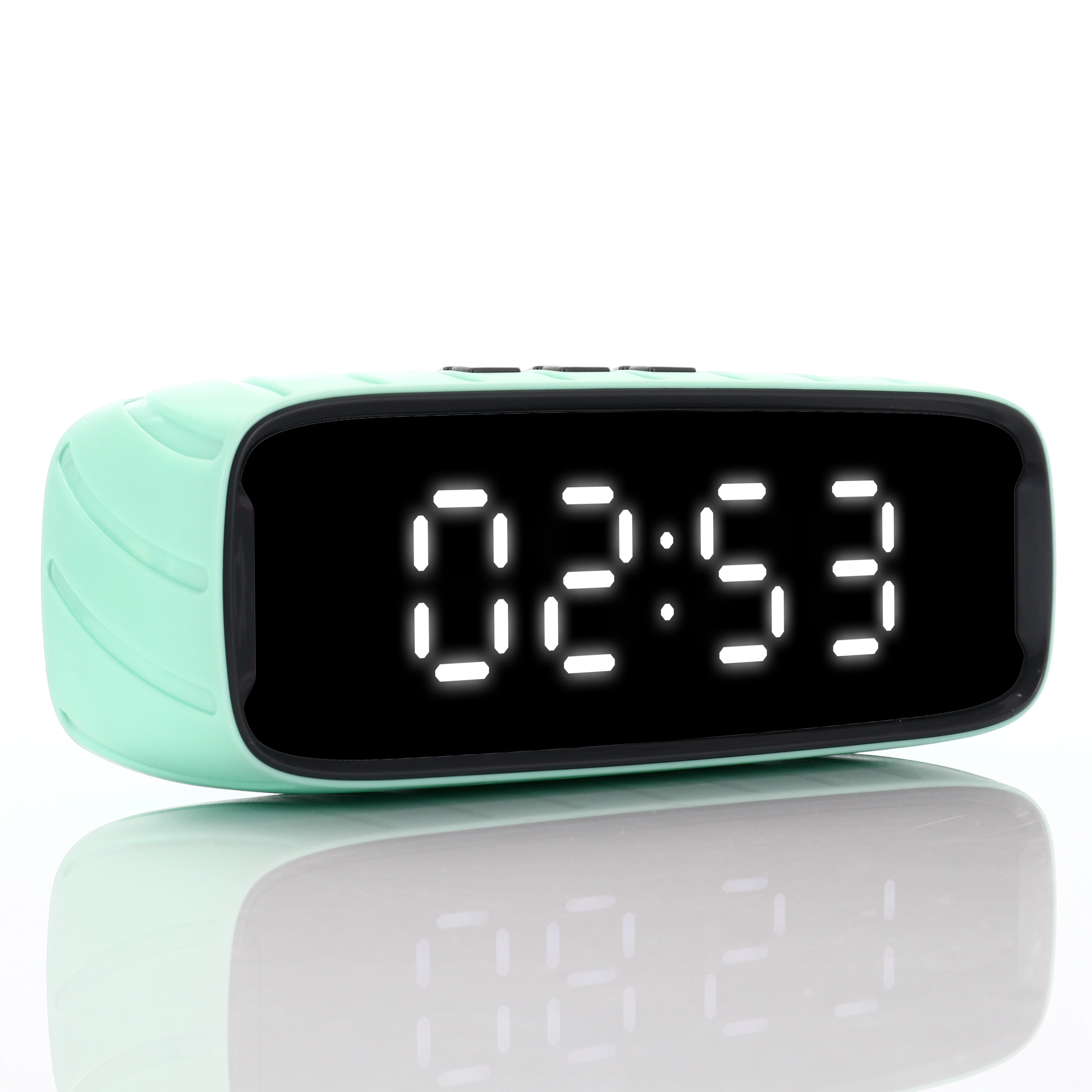 

BT 5.0 wireless speaker with alarm clock colorful led display fm radio tf card play mini portable rechargeable home radio