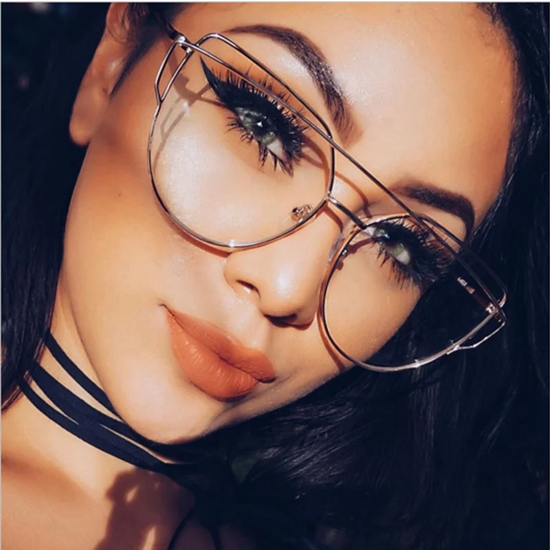 

GGNQ808 hot sale eyewear fashionable optical frame metal cat eye women glasses