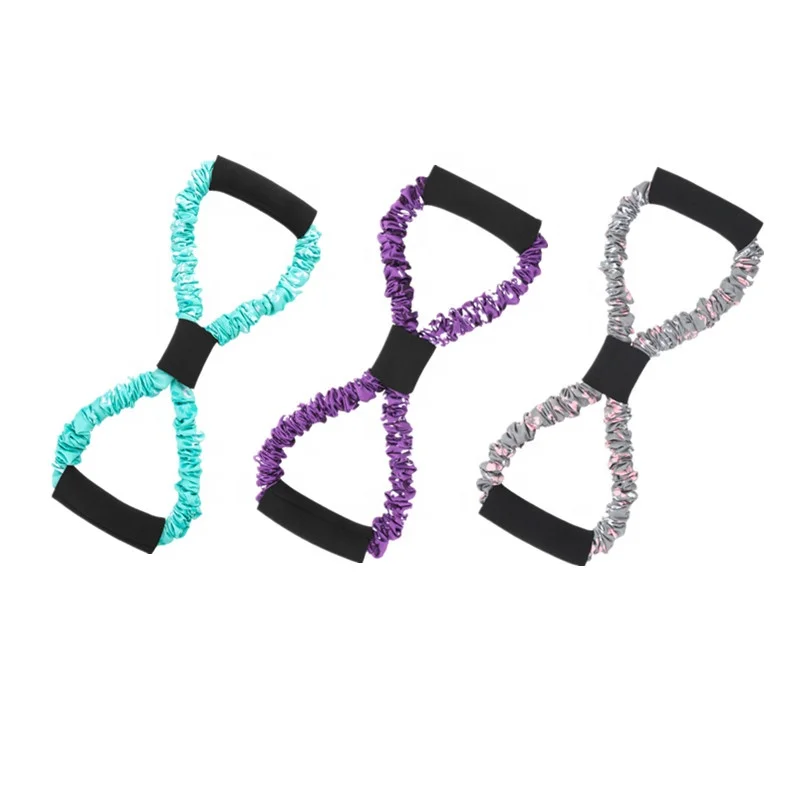 

factory wholesale fitness resistance band personalized custom chest developer cloth covered 8 word chest expander band OEM, Mint green/pink/gray/purple