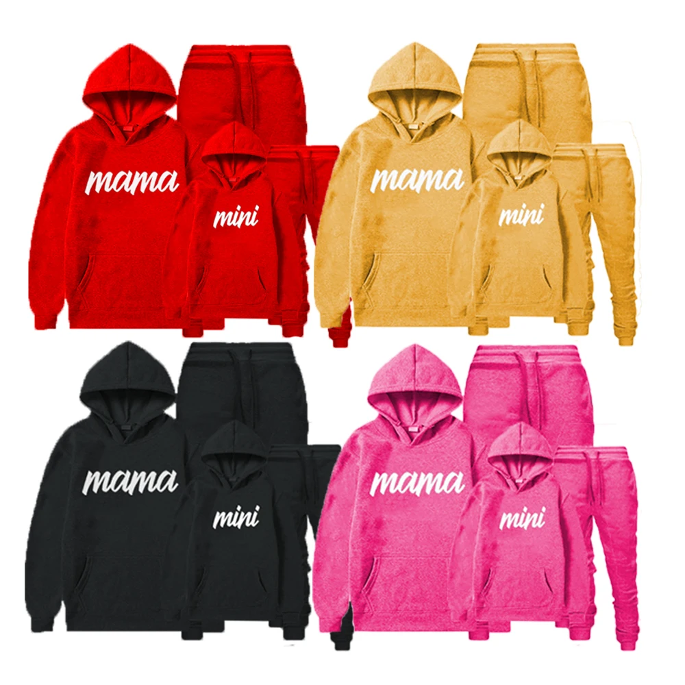 

Winter Hoodies Jogging Suits Wholesale Clothes Mommy and Me Sets Mama Mini