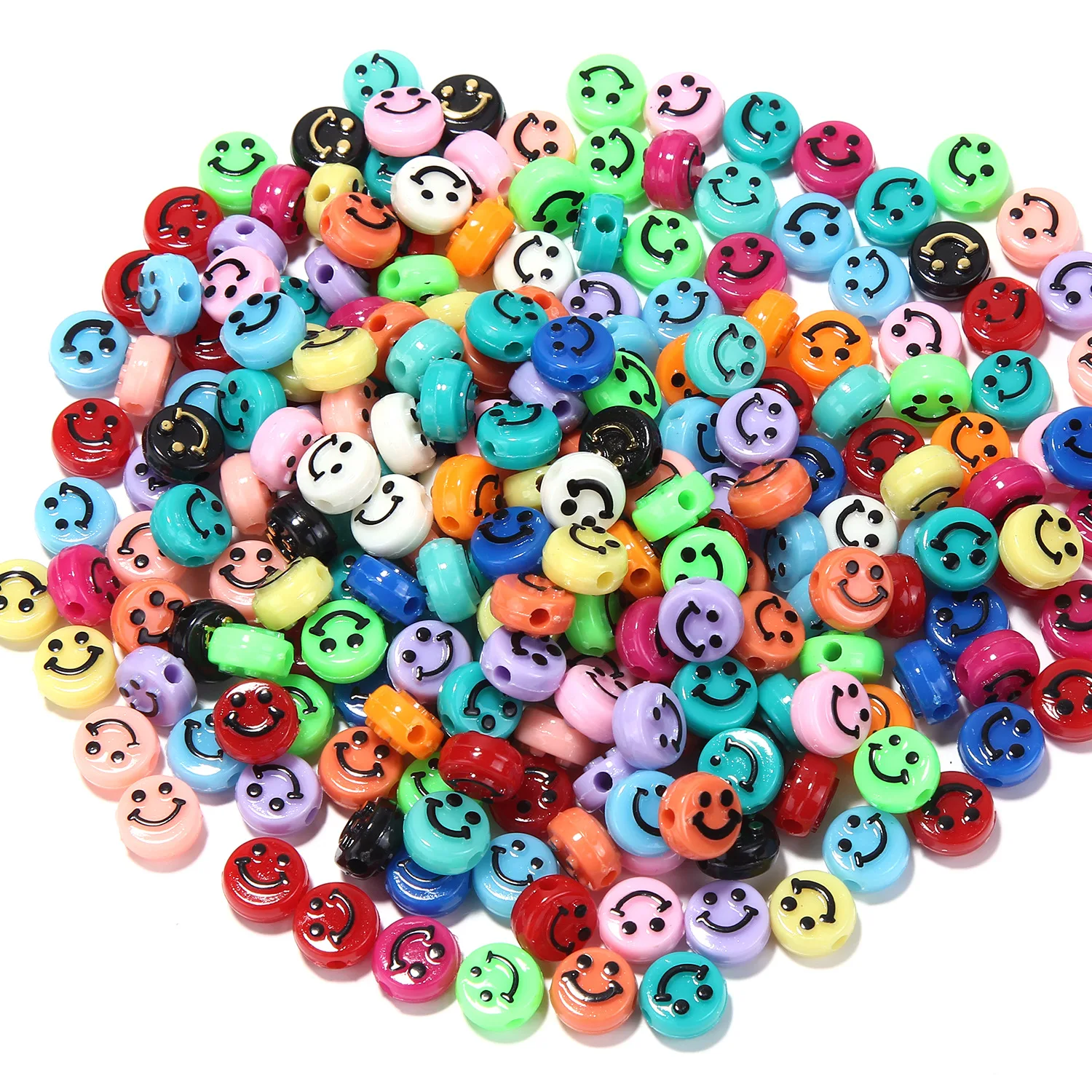 

Wholesale Cheap 6*10mm Acrylic Plastic Smile Happy Face Jewelry Finding Accessories Spacer Beads For DIY Jewelry Making